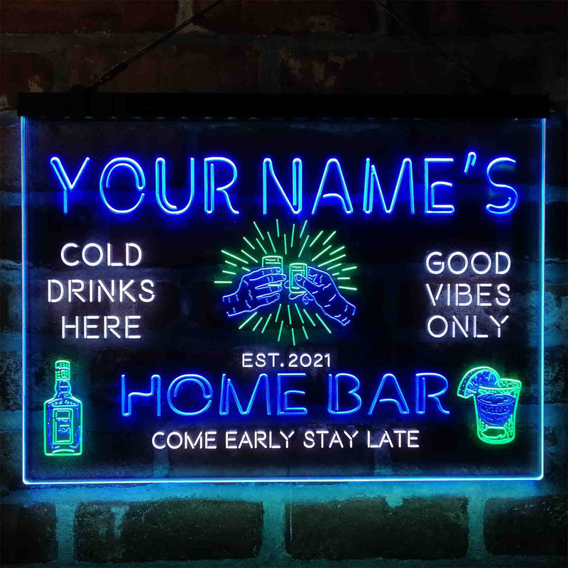 Personalized Gin Glass Home Bar Deluxe App-Enabled 3-Color LED Light Sign - LED Gift Works