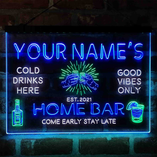 Personalized Gin Glass Home Bar Deluxe App-Enabled 3-Color LED Light Sign - LED Gift Works