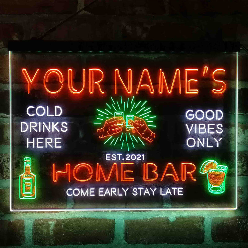 Personalized Gin Glass Home Bar Deluxe App-Enabled 3-Color LED Light Sign - LED Gift Works