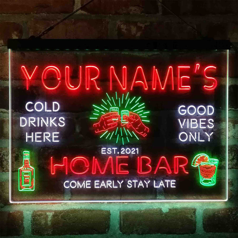 Personalized Gin Glass Home Bar Deluxe App-Enabled 3-Color LED Light Sign - LED Gift Works