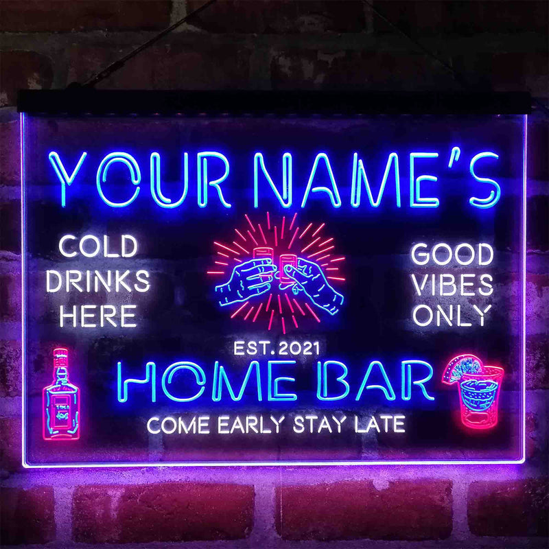 Personalized Gin Glass Home Bar Deluxe App-Enabled 3-Color LED Light Sign - LED Gift Works