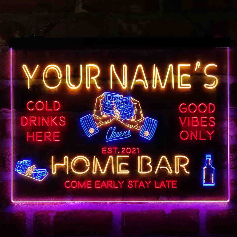 Personalized Whisky Glass Home Bar Deluxe App-Enabled 3-Color LED Light Sign - LED Gift Works