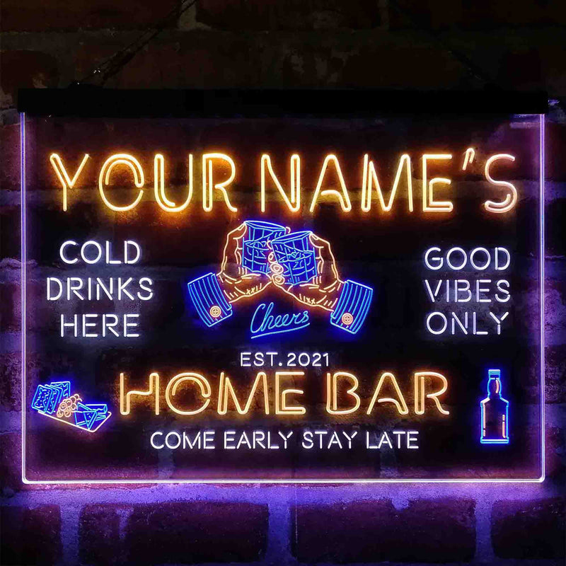 Personalized Whisky Glass Home Bar Deluxe App-Enabled 3-Color LED Light Sign - LED Gift Works