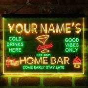 Personalized Cocktail Glass Home Bar Deluxe App-Enabled 3-Color LED Light Sign - LED Gift Works