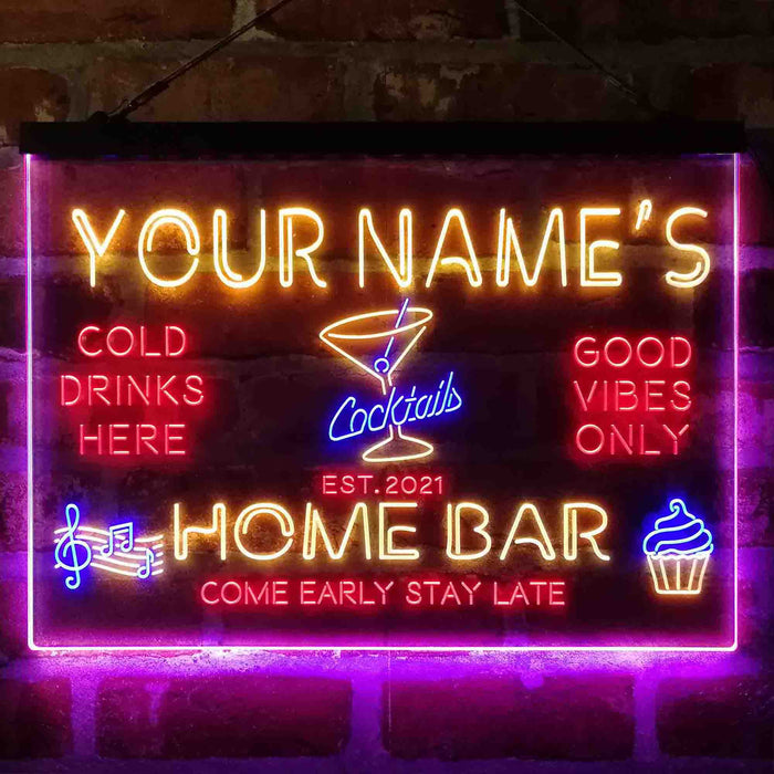 Personalized Cocktail Glass Home Bar Deluxe App-Enabled 3-Color LED Light Sign - Way Up Gifts