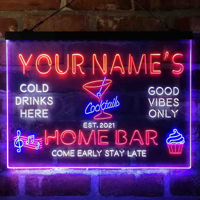 Personalized Cocktail Glass Home Bar Deluxe App-Enabled 3-Color LED Light Sign - Way Up Gifts
