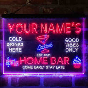 Personalized Cocktail Glass Home Bar Deluxe App-Enabled 3-Color LED Light Sign - LED Gift Works