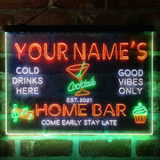 Personalized Cocktail Glass Home Bar Deluxe App-Enabled 3-Color LED Light Sign - LED Gift Works