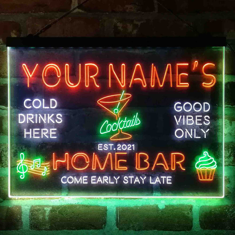 Personalized Cocktail Glass Home Bar Deluxe App-Enabled 3-Color LED Light Sign - LED Gift Works