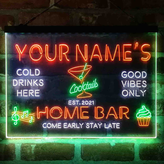 Personalized Cocktail Glass Home Bar Deluxe App-Enabled 3-Color LED Light Sign - Way Up Gifts