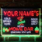 Personalized Cocktail Glass Home Bar Deluxe App-Enabled 3-Color LED Light Sign - LED Gift Works