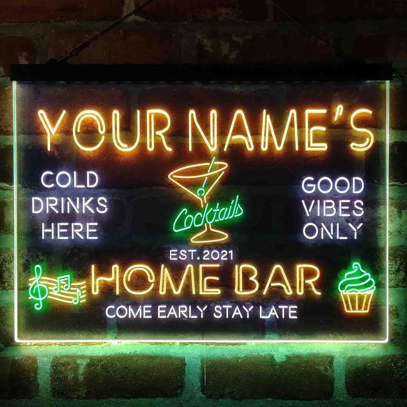 Personalized Cocktail Glass Home Bar Deluxe App-Enabled 3-Color LED Light Sign - LED Gift Works