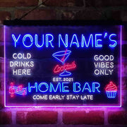 Personalized Cocktail Glass Home Bar Deluxe App-Enabled 3-Color LED Light Sign - LED Gift Works