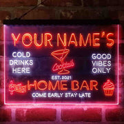 Personalized Cocktail Glass Home Bar Deluxe App-Enabled 3-Color LED Light Sign - LED Gift Works