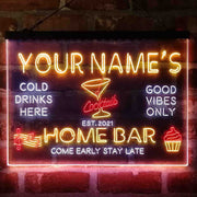 Personalized Cocktail Glass Home Bar Deluxe App-Enabled 3-Color LED Light Sign - LED Gift Works