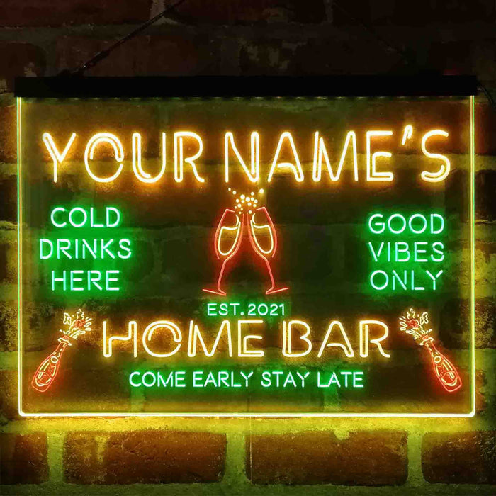 Personalized Champagne Glass Home Bar Deluxe App-Enabled 3-Color LED Light Sign - Way Up Gifts