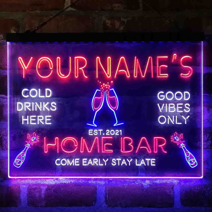 Personalized Champagne Glass Home Bar Deluxe App-Enabled 3-Color LED Light Sign - Way Up Gifts