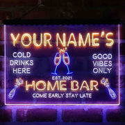 Personalized Champagne Glass Home Bar Deluxe App-Enabled 3-Color LED Light Sign - LED Gift Works