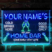 Personalized Champagne Glass Home Bar Deluxe App-Enabled 3-Color LED Light Sign - LED Gift Works
