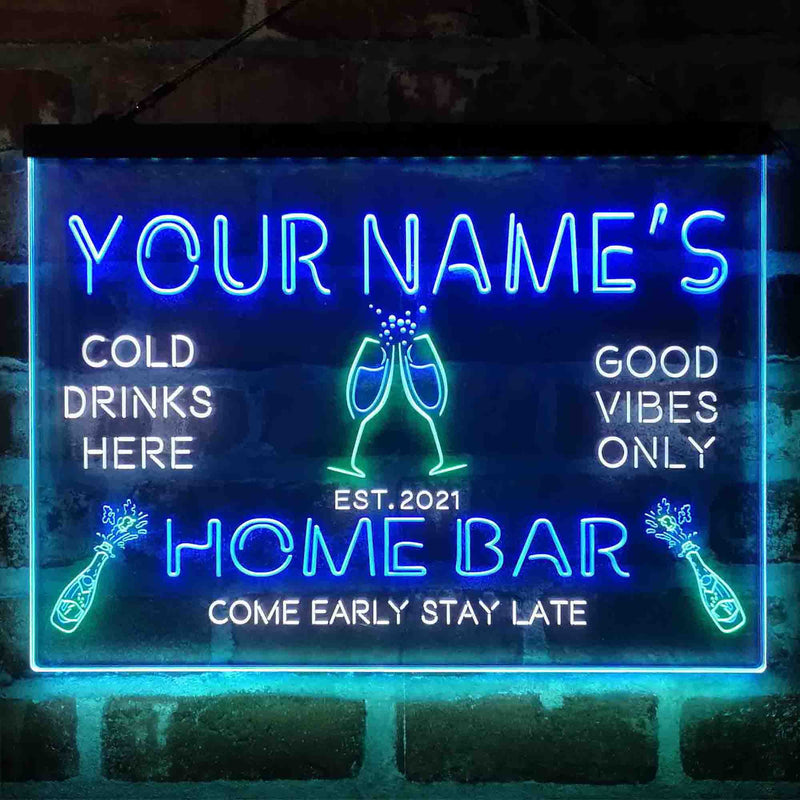 Personalized Champagne Glass Home Bar Deluxe App-Enabled 3-Color LED Light Sign - LED Gift Works