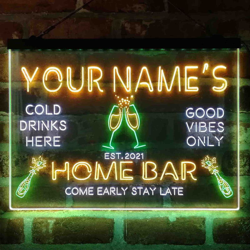 Personalized Champagne Glass Home Bar Deluxe App-Enabled 3-Color LED Light Sign - LED Gift Works