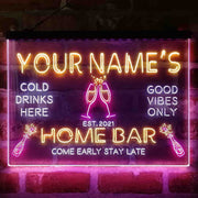 Personalized Champagne Glass Home Bar Deluxe App-Enabled 3-Color LED Light Sign - LED Gift Works