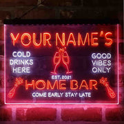 Personalized Champagne Glass Home Bar Deluxe App-Enabled 3-Color LED Light Sign - LED Gift Works
