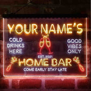 Personalized Champagne Glass Home Bar Deluxe App-Enabled 3-Color LED Light Sign - LED Gift Works