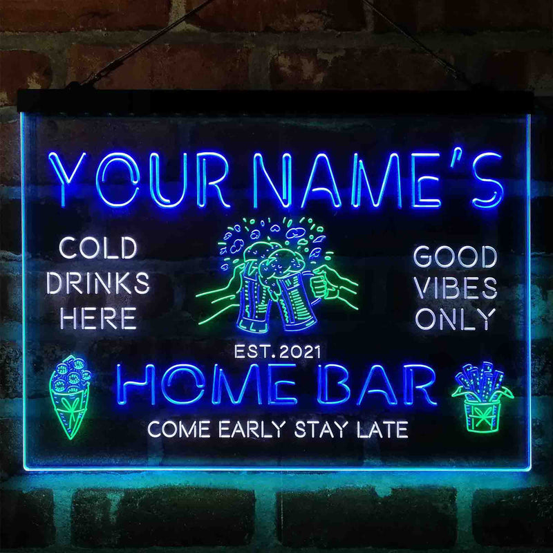 Personalized Beer Mugs Home Bar Deluxe App-Enabled 3-Color LED Light Sign - LED Gift Works