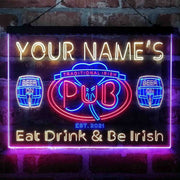 Personalized Irish Pub Shamrock Deluxe App-Enabled 3-Color LED Light Sign - LED Gift Works