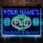 Personalized Irish Pub Shamrock Deluxe App-Enabled 3-Color LED Light Sign - LED Gift Works