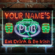 Personalized Irish Pub Shamrock Deluxe App-Enabled 3-Color LED Light Sign - LED Gift Works