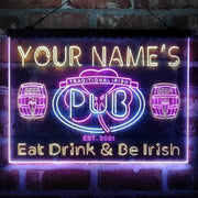Personalized Irish Pub Shamrock Deluxe App-Enabled 3-Color LED Light Sign - LED Gift Works
