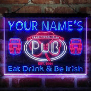 Personalized Irish Pub Shamrock Deluxe App-Enabled 3-Color LED Light Sign - LED Gift Works