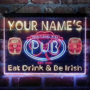Personalized Irish Pub Shamrock Deluxe App-Enabled 3-Color LED Light Sign - LED Gift Works