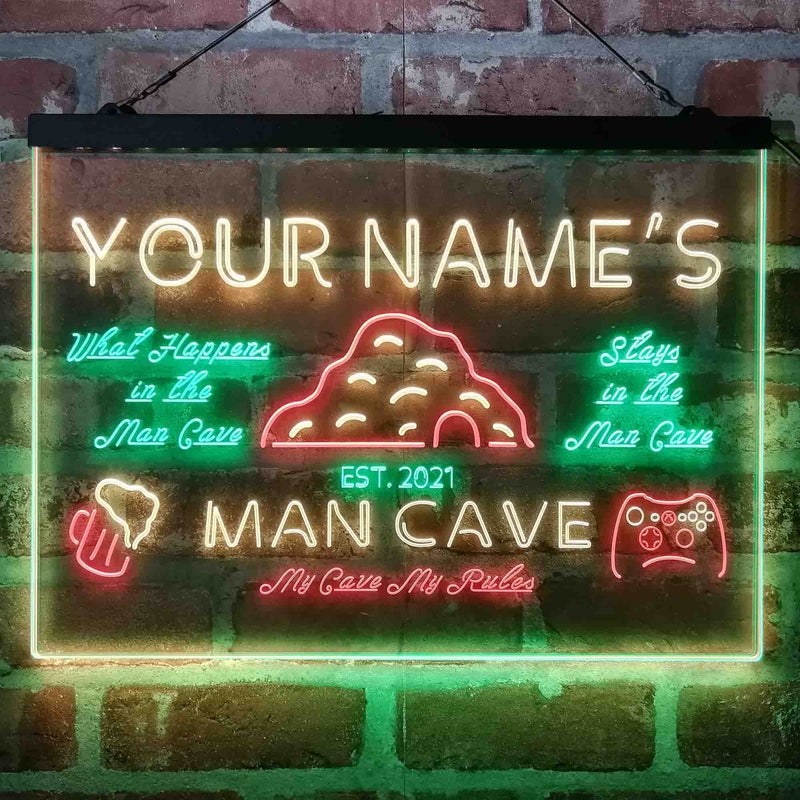 Personalized Man Cave Game Beer Deluxe App-Enabled 3-Color LED Light Sign - LED Gift Works