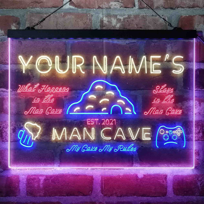 Personalized Man Cave Game Beer Deluxe App-Enabled 3-Color LED Light Sign - LED Gift Works