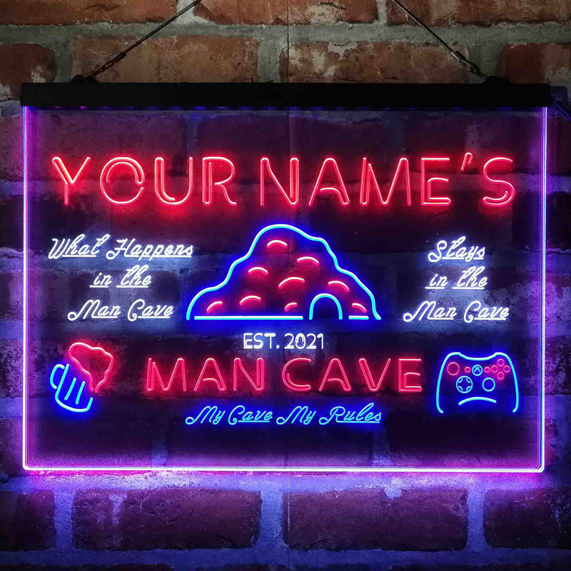 Personalized Man Cave Game Beer Deluxe App-Enabled 3-Color LED Light Sign - LED Gift Works