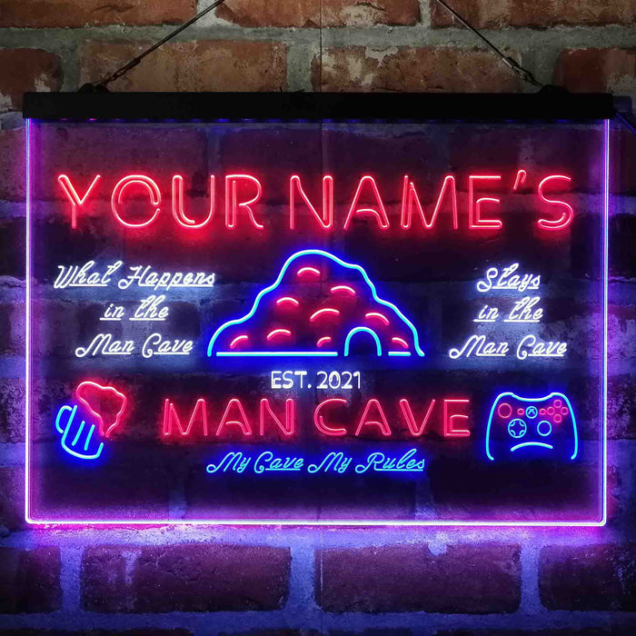 Personalized Man Cave Game Beer Deluxe App-Enabled 3-Color LED Light Sign - Way Up Gifts
