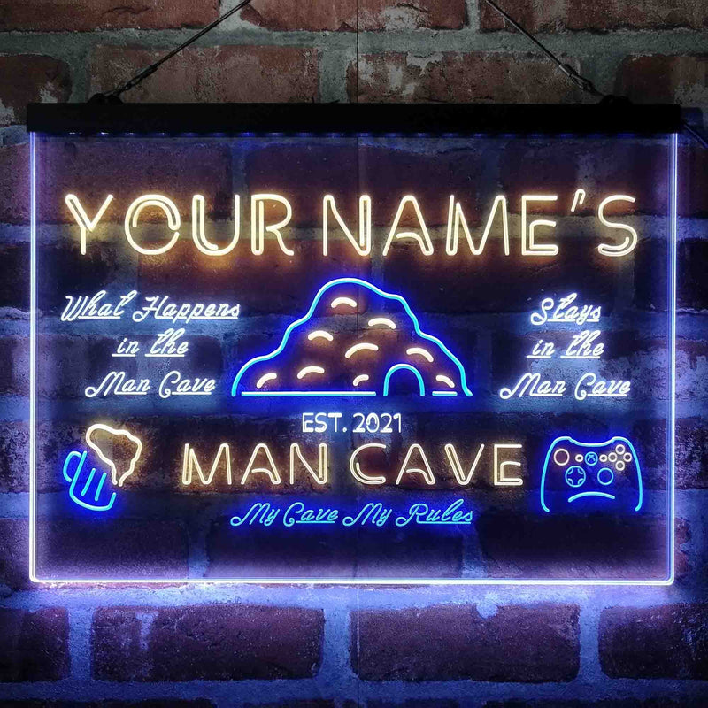 Personalized Man Cave Game Beer Deluxe App-Enabled 3-Color LED Light Sign - LED Gift Works