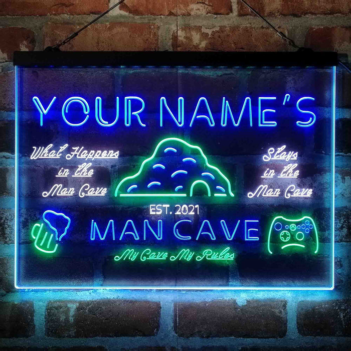 Personalized Man Cave Game Beer Deluxe App-Enabled 3-Color LED Light Sign - Way Up Gifts