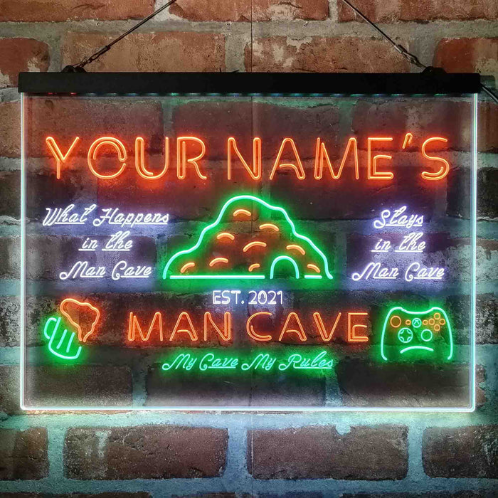 Personalized Man Cave Game Beer Deluxe App-Enabled 3-Color LED Light Sign - Way Up Gifts