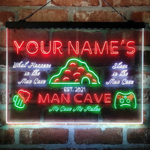 Personalized Man Cave Game Beer Deluxe App-Enabled 3-Color LED Light Sign - Way Up Gifts