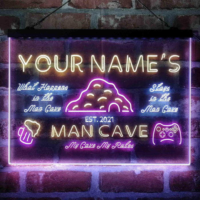 Personalized Man Cave Game Beer Deluxe App-Enabled 3-Color LED Light Sign - Way Up Gifts