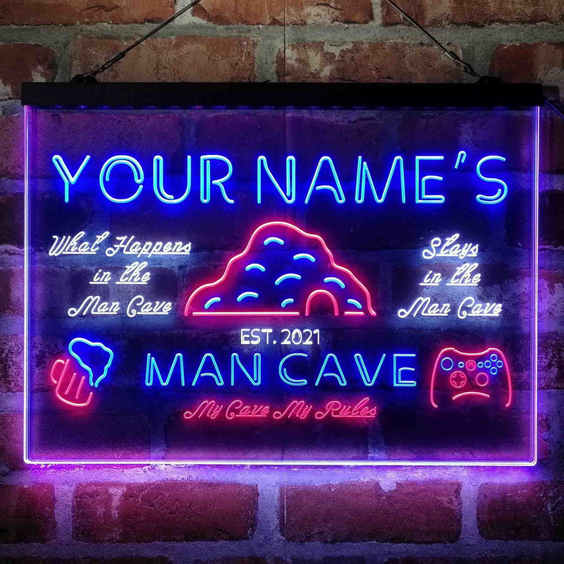 Personalized Man Cave Game Beer Deluxe App-Enabled 3-Color LED Light Sign - LED Gift Works