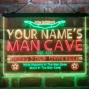 Personalized Cowboy Man Cave Deluxe App-Enabled 3-Color LED Light Sign - LED Gift Works