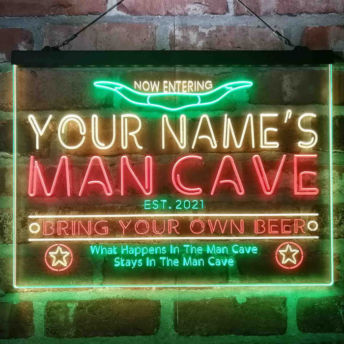 Personalized Cowboy Man Cave Deluxe App-Enabled 3-Color LED Light Sign - Way Up Gifts