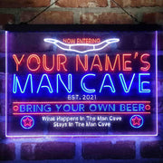 Personalized Cowboy Man Cave Deluxe App-Enabled 3-Color LED Light Sign - LED Gift Works