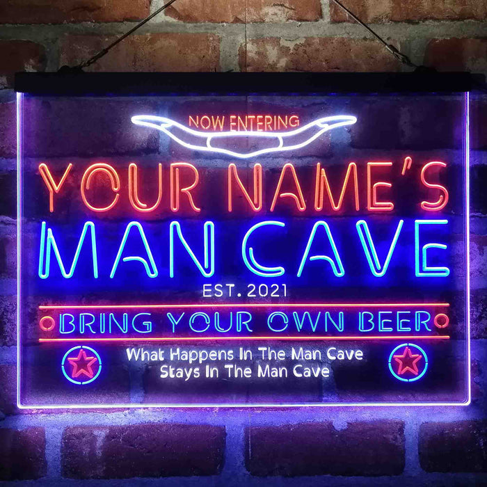Personalized Cowboy Man Cave Deluxe App-Enabled 3-Color LED Light Sign - Way Up Gifts