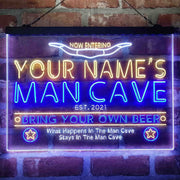 Personalized Cowboy Man Cave Deluxe App-Enabled 3-Color LED Light Sign - LED Gift Works